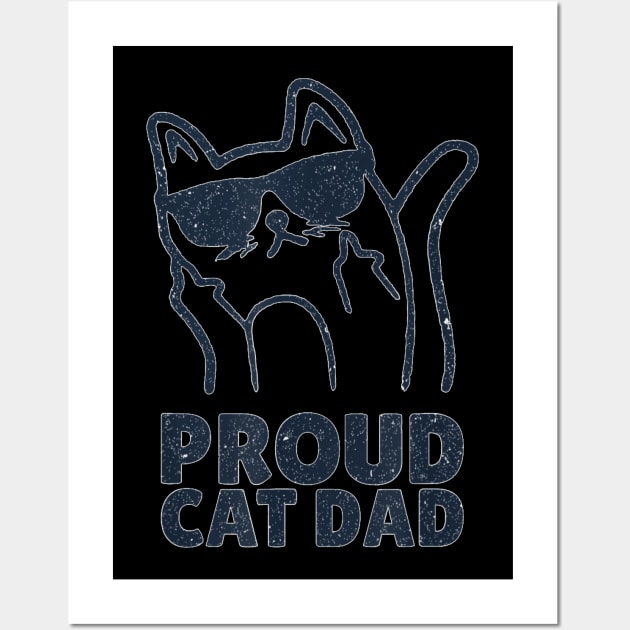 Funny Retro Proud Cat Dad Showing He Finger For Cat Lovers Wall Art by Peter Smith